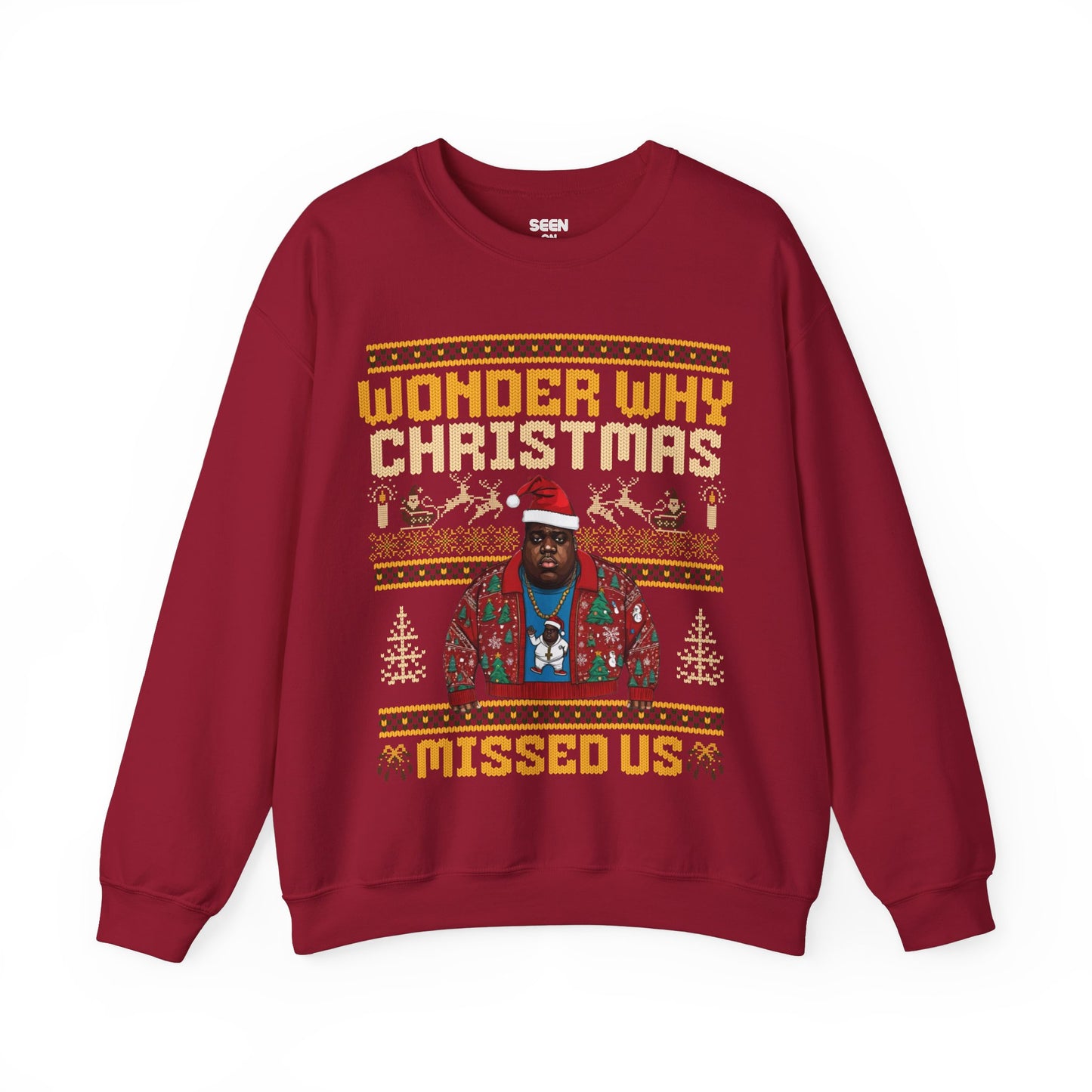 Wonder Why Christmas Missed Us Biggie Hip Hop Ugly Christmas Sweatshirt | Notorious Funny | 3 Colors