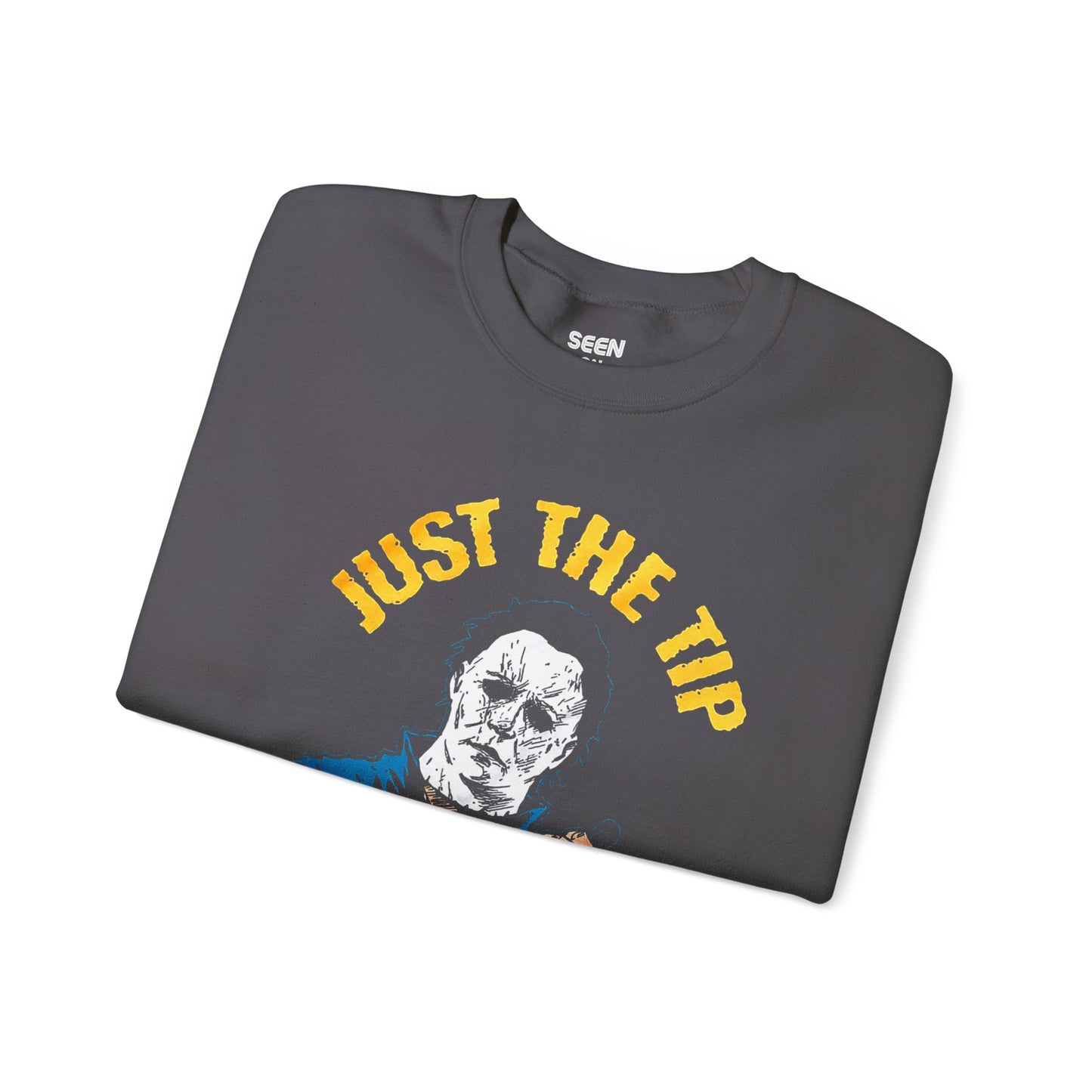 Michael "Just The Tip I Promise" Myers Retro Crewneck Sweater | Halloween Related, Boo Scary Spooky Horror Costume Vibes | 3 Colors