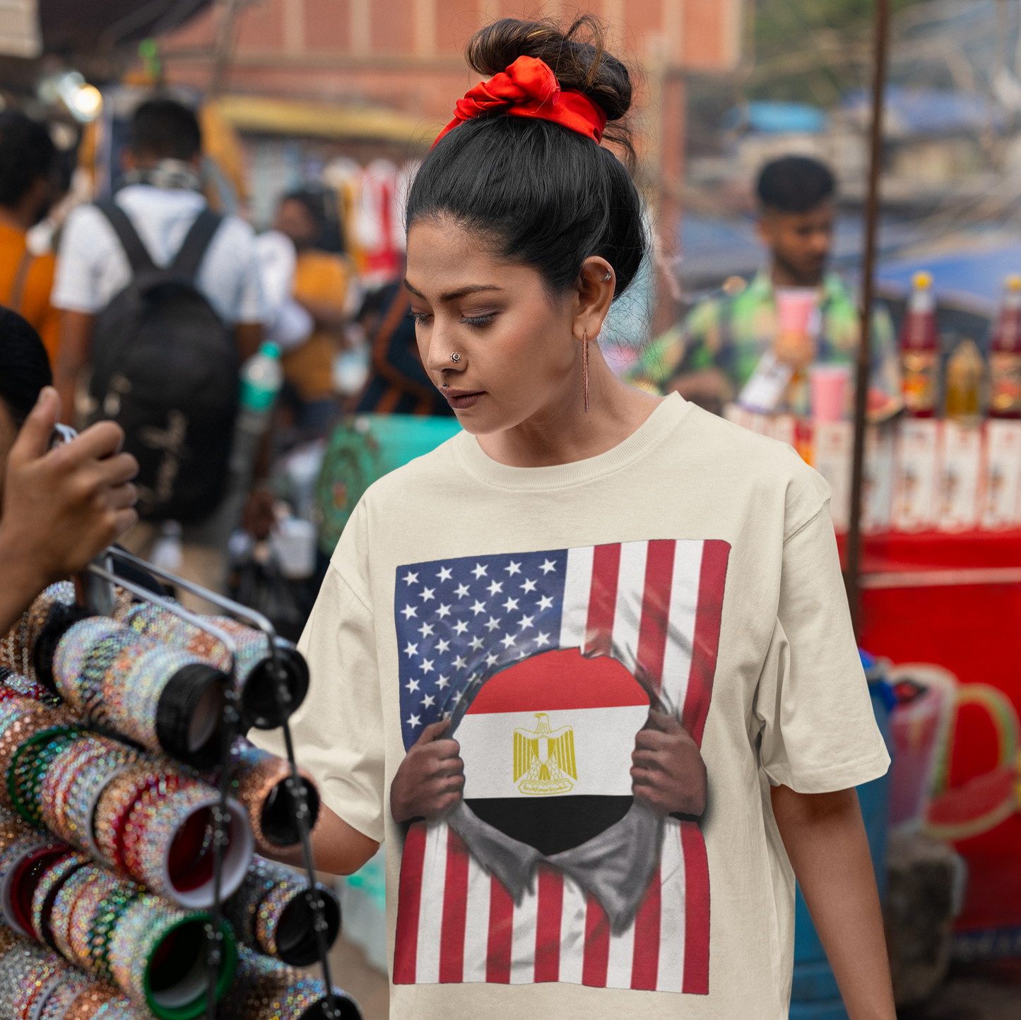 Egypt Flag + USA Flag Pride T-shirt | Egyptian + American Flag Rip 4th Of July | Viral Tees | Unisex - 3 Colors