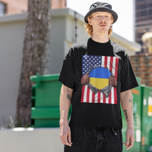 Ukraine Flag + USA Flag Pride T-shirt | Ukrainian + American Flag Rip 4th Of July | Viral Tees | Unisex - 3 Colors