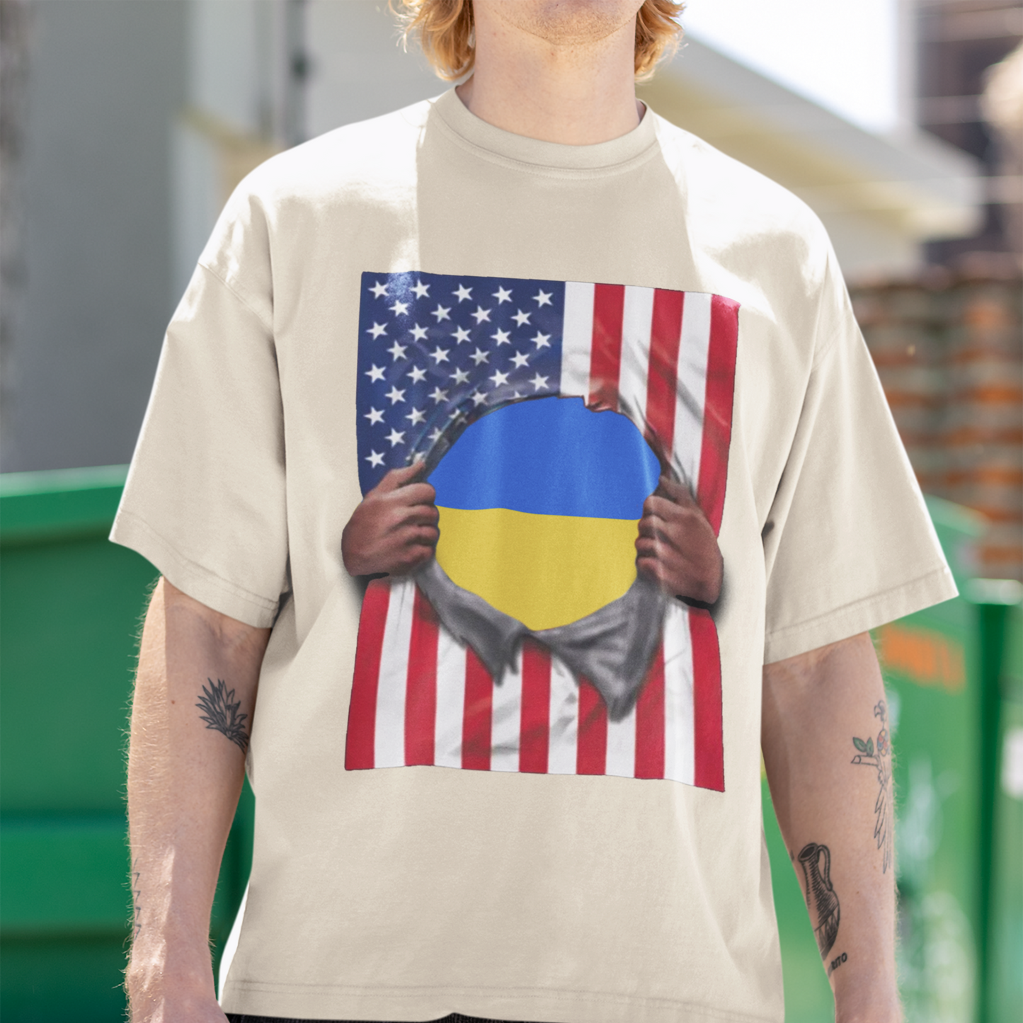 Ukraine Flag + USA Flag Pride T-shirt | Ukrainian + American Flag Rip 4th Of July | Viral Tees | Unisex - 3 Colors