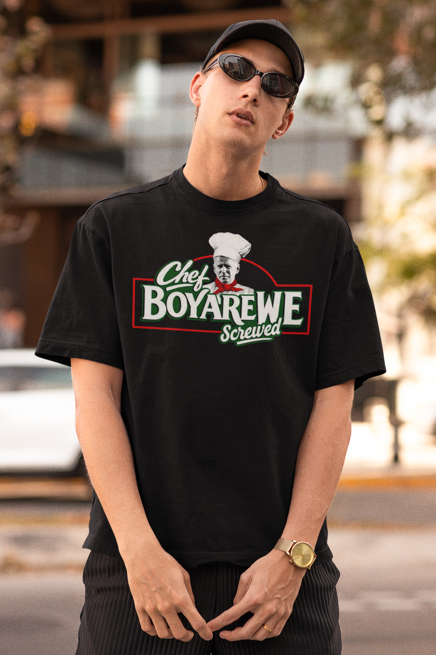 Chef BoyAreWeScrewed (Boyardee) Biden T-Shirt l Funny Joe Viral Tee | 4 Colors - Unisex