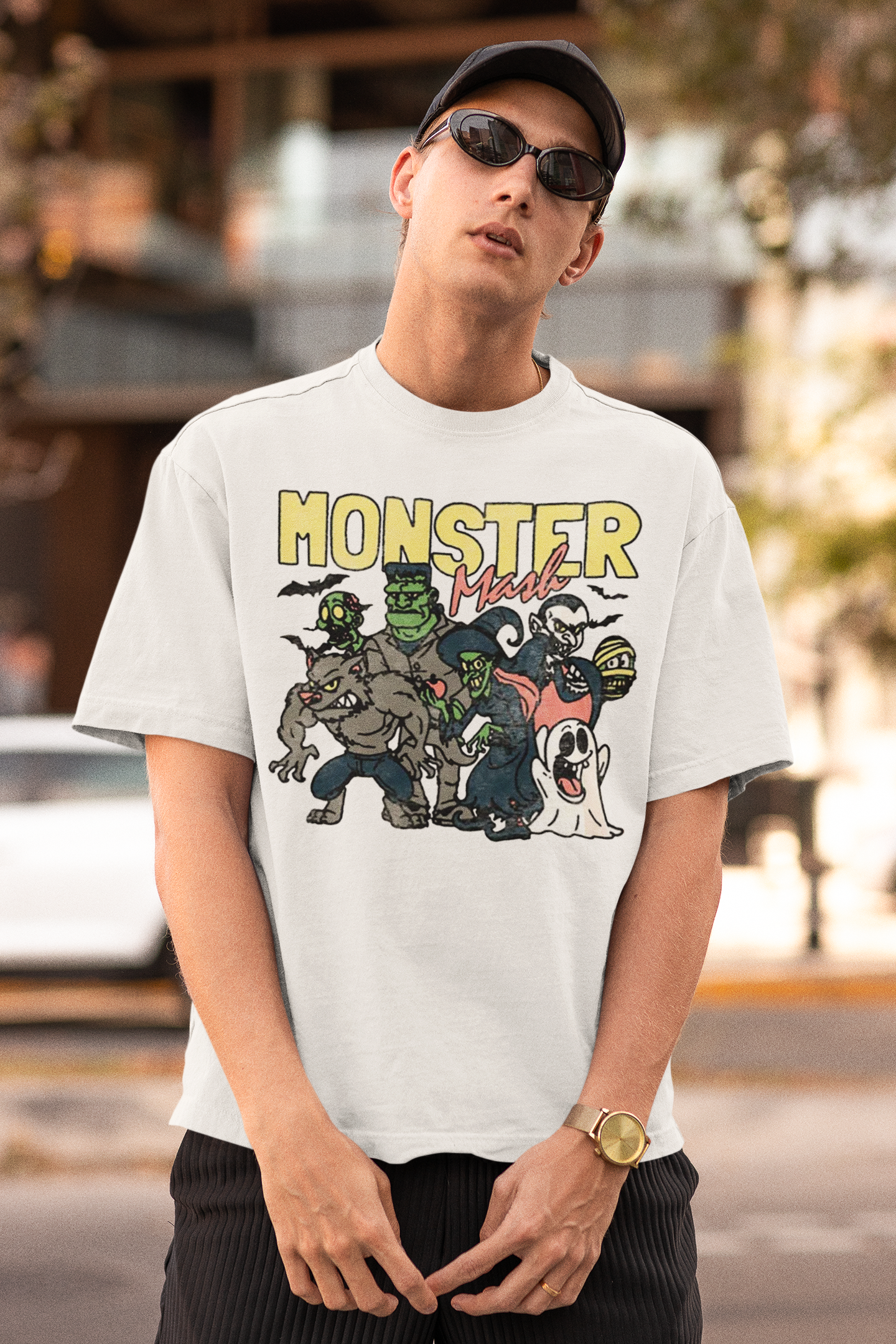 Retro Monster Mash Graphic Monster T-shirt | Halloween Related, Boo Scary Vibes | 3 Colors - Unisex