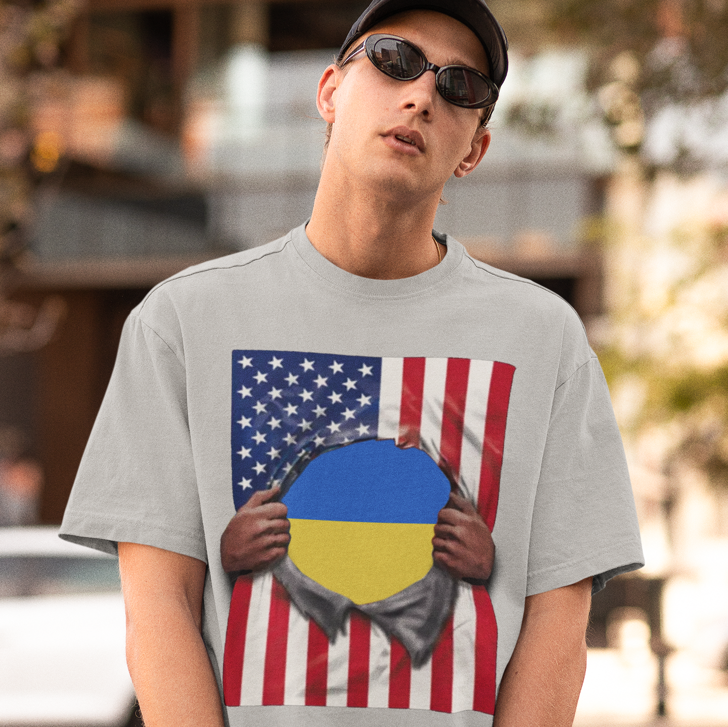 Ukraine Flag + USA Flag Pride T-shirt | Ukrainian + American Flag Rip 4th Of July | Viral Tees | Unisex - 3 Colors