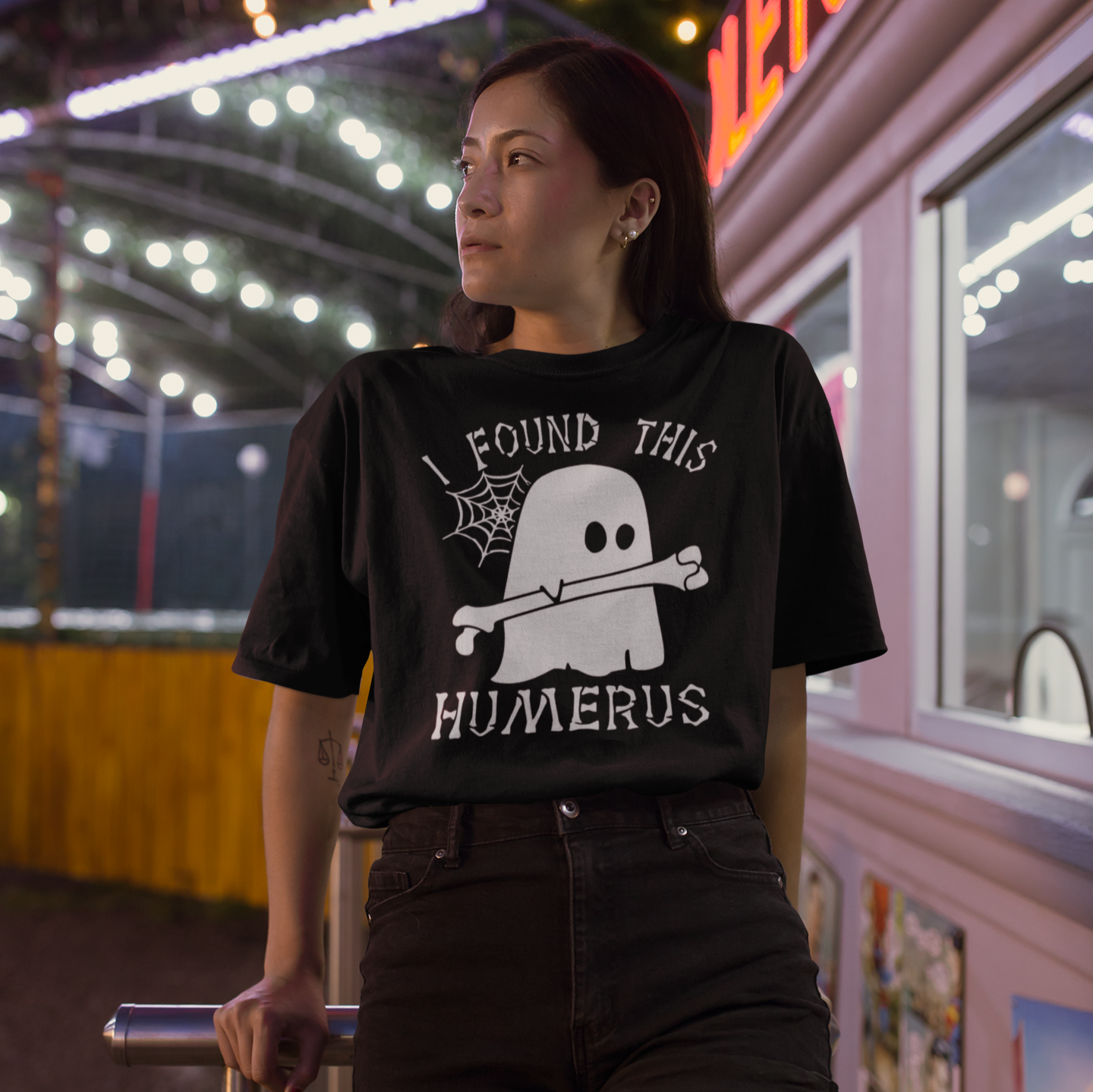 I Found This Humerus (Humorous) Bone T-shirt | Halloween Skeleton Related, Boo Ghost Scary Vibes | 3 Colors - Unisex