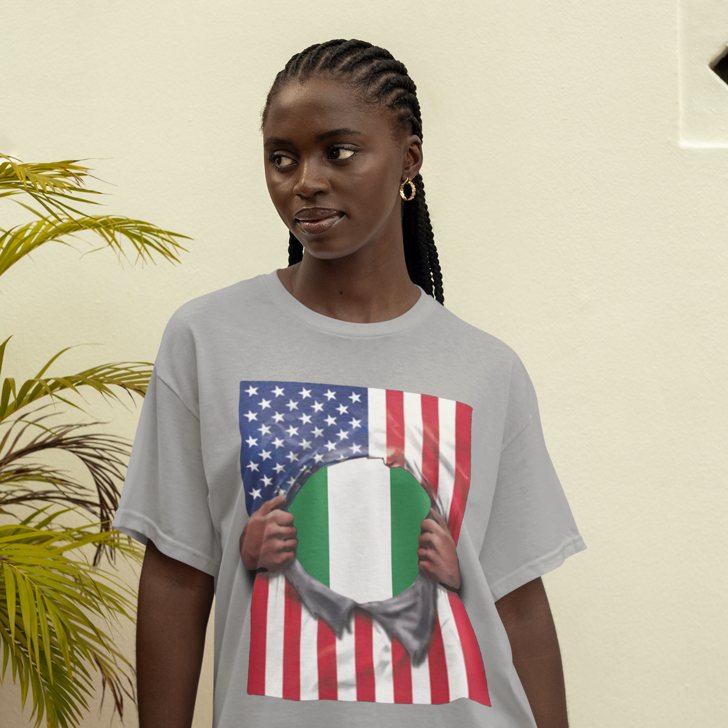 Nigeria Flag + USA Flag Pride T-shirt | Nigerian + American Flag Rip 4th Of July | Viral Tees | Unisex - 3 Colors