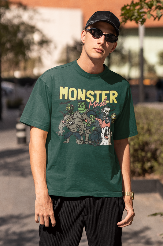 Retro Monster Mash Graphic Monster T-shirt | Halloween Related, Boo Scary Vibes | 3 Colors - Unisex - seen on celebs